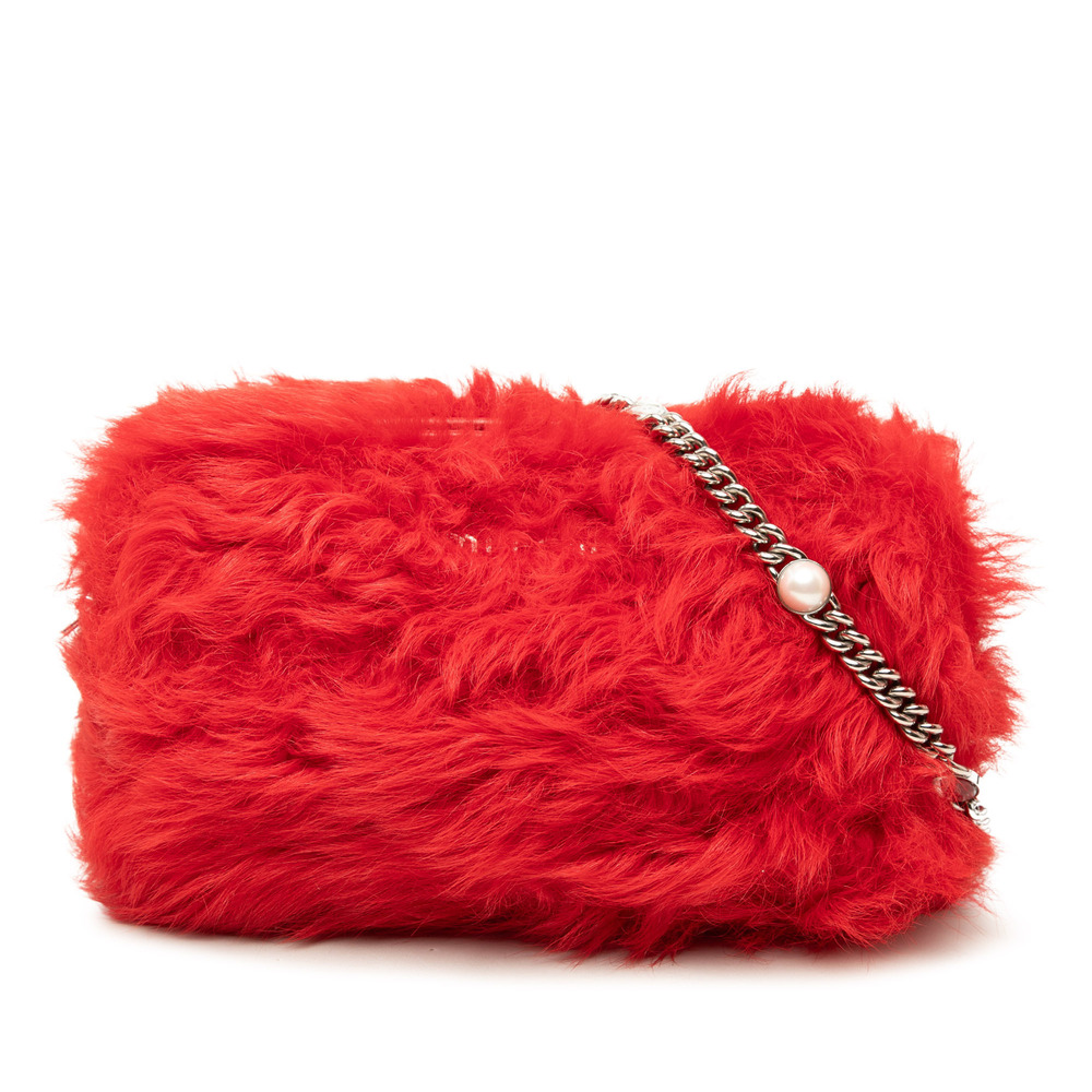 Pre-Loved Miu Miu Shearling Pearl Chain Crossbody